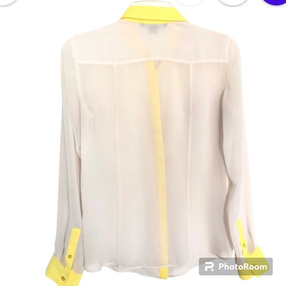 A|X Armani Exchange Cream Silk Sheer Button Down Shirt Top Women"s Size XS - Picture 9 of 13